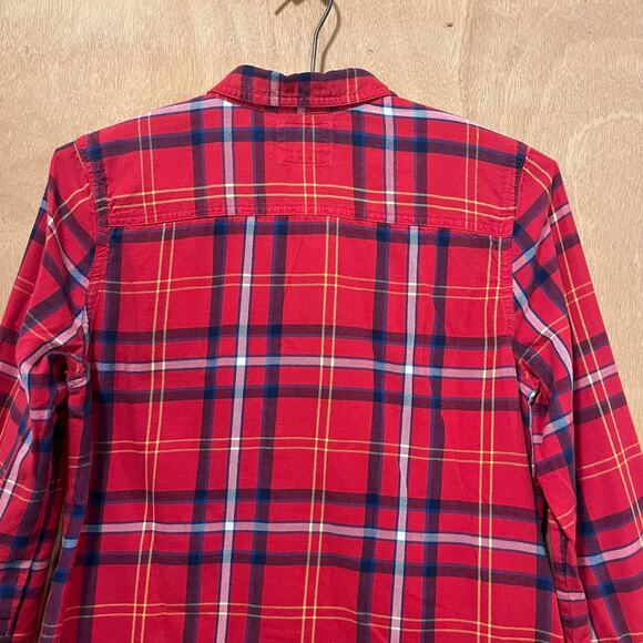 Old Navy Plaid Flannel Button Down Women's Size Medium Red Blue 100% Cotton - Picture 6 of 7